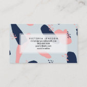 Moderne, stoffige blauw pastelroze geometrisch visitekaartje (Achterkant)