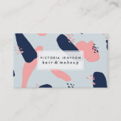 Moderne, stoffige blauw pastelroze geometrisch visitekaartje (Voorkant)