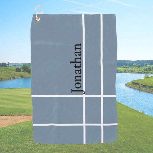 Moderne stoffige blauw zwart minimalistische aange golfhanddoek