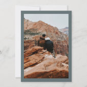 Moderne, stoffige blauwe ampersand 5-fotogrid brui kaart (Achterkant)