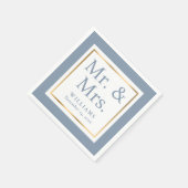 Moderne Stoffige Blauwe en Gouden Bruiloft Servett Servet (Hoek)