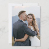 Moderne stoffige blauwe foto boog bruiloft save the date (Achterkant)