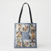 Moderne stoffige blauwe fotocollage gepersonalisee tote bag (Voorkant)
