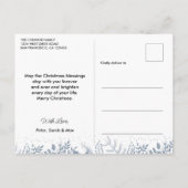 Moderne Stoffige Blauwe Fotocollage Vrolijke Kerst Briefkaart (Achterkant)