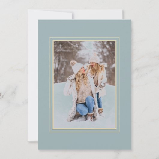 Moderne stoffige blauwe gouden blad foto frame (Achterkant)