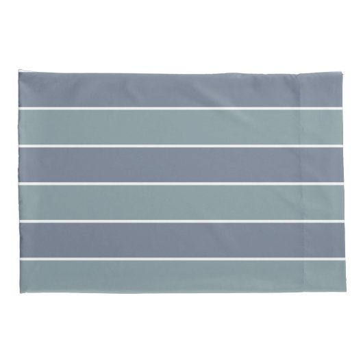 Moderne stoffige blauwe groene strepen kussensloop (Achterkant-Rechts)