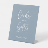 Moderne Stoffige Blauwe Huwelijkskaarten en Gesche Reclamebord Met Voetstuk (Voorkant)