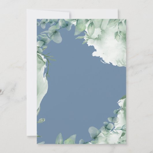 moderne stoffige blauwe maagdenpalm bruiloft uitno kaart (Achterkant)