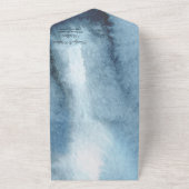 Moderne, stoffige blauwe marine all in one uitnodiging (Buitenkant)