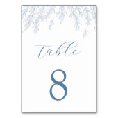 Moderne stoffige blauwe minimale bladeren bruiloft kaart (Achterkant)