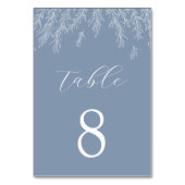 Moderne stoffige blauwe minimale bladeren bruiloft kaart (Achterkant)