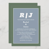 Moderne stoffige blauwe salie groen wit minimale b kaart (Voorkant / Achterkant)