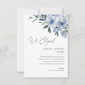 Moderne stoffige blauwe script huwelijksaankondigi bedankkaart (Voorkant)