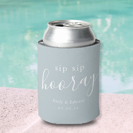 Moderne stoffige blauwe slok vakantie bruiloft gun blikjeskoeler