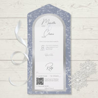 Moderne Stoffige Blauwe & Sneeuw Zilveren Folie QR