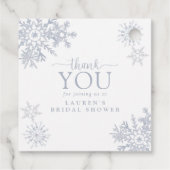 Moderne Stoffige Blauwe Sneeuwvlok Douche Dank u Bedankjes Labels (Achterkant)