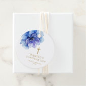 Moderne Stoffige Blauwe Waterverf Bloemen Bevestig Bedankjes Labels (In situ)