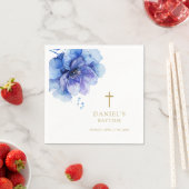 Moderne Stoffige Blauwe Waterverf Bloemendoop Servet (Insitu)