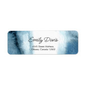 Moderne, stoffige blauwe waterverf etiket (Voorkant)