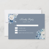 Moderne Stoffige Blauwe Wildbloemen Bruiloft RSVP  Bedankkaart (Voorkant)