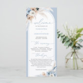 Moderne stoffige blauwe winterbloemen tropische bo programmakaart (Staand voorkant)