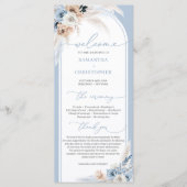 Moderne stoffige blauwe winterbloemen tropische bo programmakaart (Voorkant)