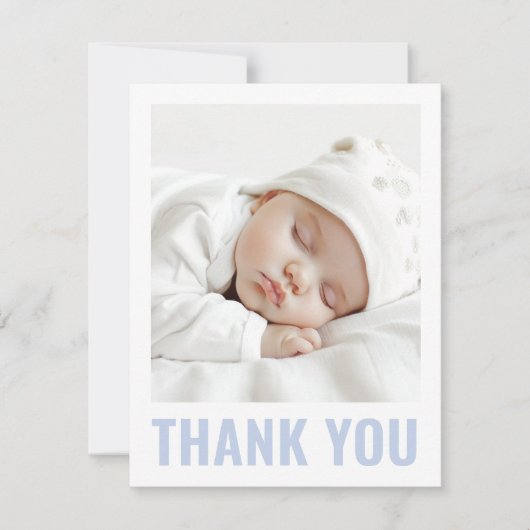 Moderne stoffige blauwe witte doop doop doop foto bedankkaart (Voorkant)