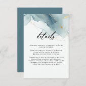 Moderne stoffige blauwe zomer strand bruiloft deta informatiekaartje (Voorkant / Achterkant)