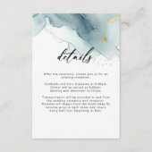 Moderne stoffige blauwe zomer strand bruiloft deta informatiekaartje (Voorkant)