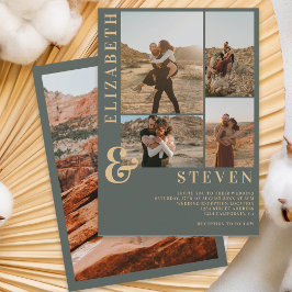 Moderne, stoffige groene ampersand 5-fotogrid brui kaart