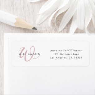 Moderne stoffige lila script monogram etiket