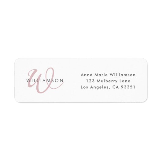 Moderne stoffige lila script monogram etiket (Voorkant)