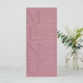 Moderne stoffige Roos minimalistische bruiloft Menu (Staand voorkant)