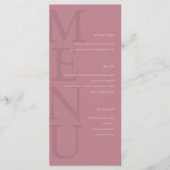 Moderne stoffige Roos minimalistische bruiloft Menu (Voorkant)