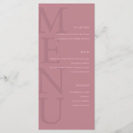 Moderne stoffige Roos minimalistische bruiloft Menu