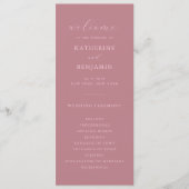 Moderne stoffige Roos minimalistische bruiloft Programmakaart (Voorkant)