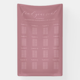 Moderne stoffige Roos minimalistische bruiloft zit Spandoek