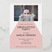 Moderne stoffige roze afstudeerfoto 2 afstudeerfee folie uitnodiging (Achterkant)