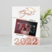 Moderne stoffige roze afstudeerfoto 2 afstudeerfee folie uitnodiging (Staand Voorkant)