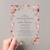 Moderne stoffige roze bloemen bruiloft acryl uitnodigingen (Insitu (Draagbaar))