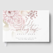 Moderne Stoffige Roze Bloemen Trouwdag Gastenboek (Voorkant)