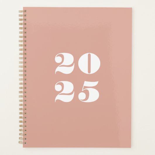 Moderne stoffige roze custom jaar stijlvolle typog planner (Voorkant)