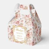 Moderne stoffige roze gouden bloemen bruiloft guns bedankdoosjes (Voorkant Zijde)