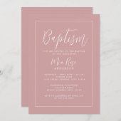 Moderne stoffige roze meisje doop kaart (Voorkant / Achterkant)