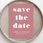 Moderne stoffige roze typografie bruiloft save the date