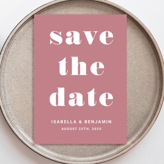 Moderne stoffige roze typografie bruiloft save the date