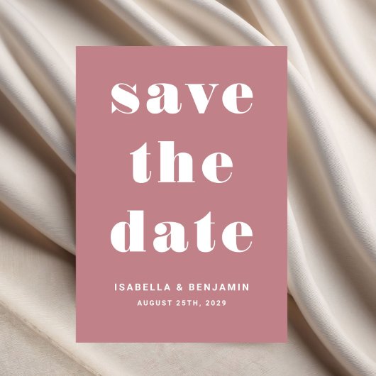 Moderne stoffige roze typografie bruiloft save the date