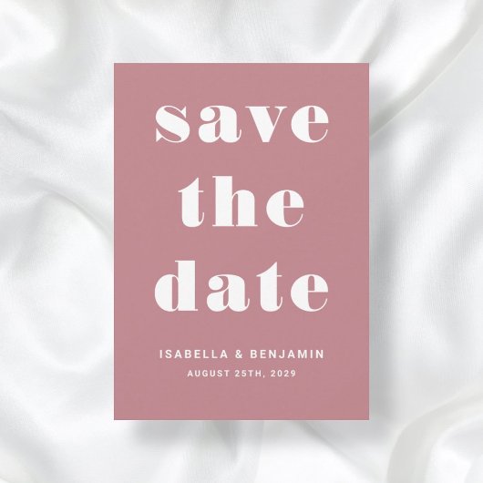 Moderne stoffige roze typografie bruiloft save the date