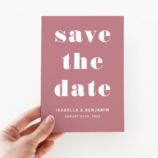 Moderne stoffige roze typografie bruiloft save the date