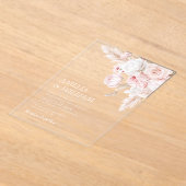 Moderne stoffige rozen bloemenbruiloft acryl uitnodigingen (Laagn)